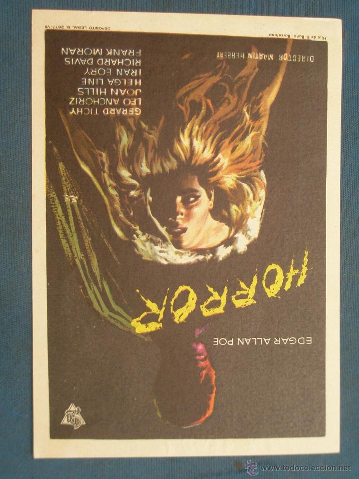 Cine: PROGRAMA DE MANO . HORROR , CON PUBLICIDAD . ( VER FOTO ADICIONAL ). - Foto 1