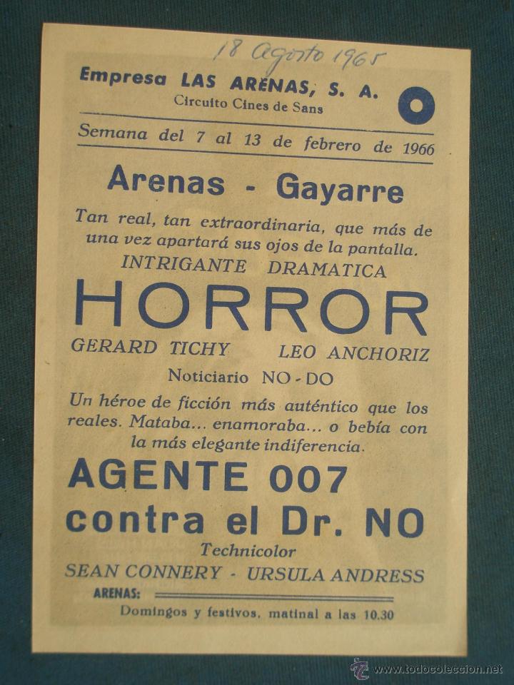 Cine: PROGRAMA DE MANO . HORROR , CON PUBLICIDAD . ( VER FOTO ADICIONAL ). - Foto 2