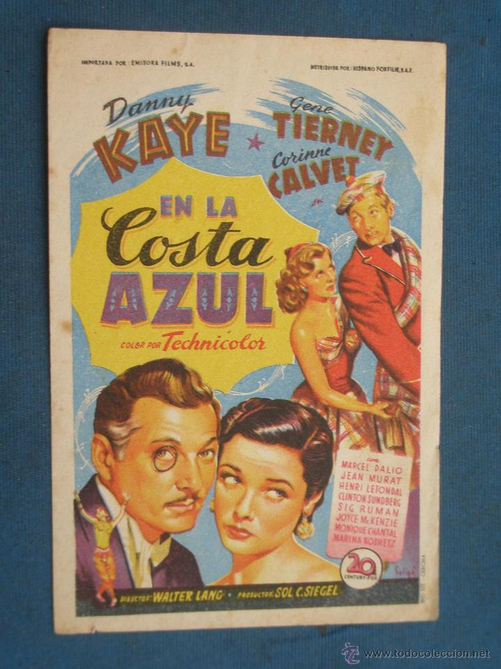 Cine: PROGRAMA DE MANO . EN LA COSTA AZUL, SIN PUBLICIDAD . - Foto 1