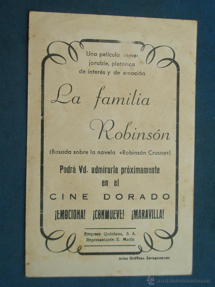 Cine: PROGRAMA DE MANO . LA FAMILIA ROBINSON , CON PUBLICIDAD . - Foto 2