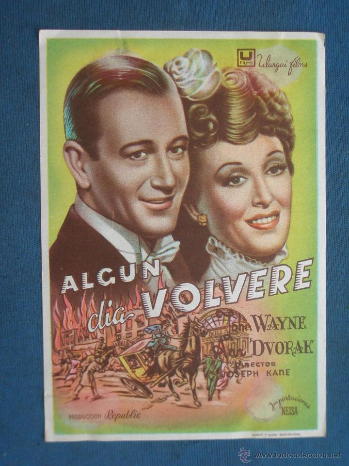Cine: PROGRAMA DE MANO . ALGUN DIA VOLVERE , CON PUBLICIDAD . - Foto 1