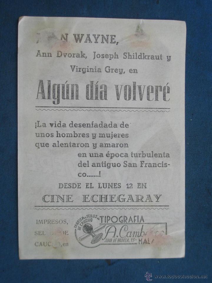 Cine: PROGRAMA DE MANO . ALGUN DIA VOLVERE , CON PUBLICIDAD . - Foto 2