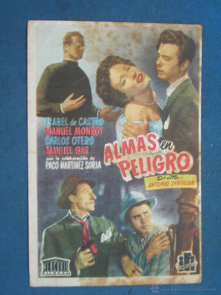 Cine: PROGRAMA DE MANO . ALMAS EN PELIGRO , CON PUBLICIDAD . - Foto 1