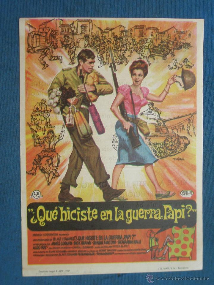 Cine: PROGRAMA DE MANO . QUE HICISTE EN LA GUERRA PAPI , CON PUBLICIDAD . - Foto 1
