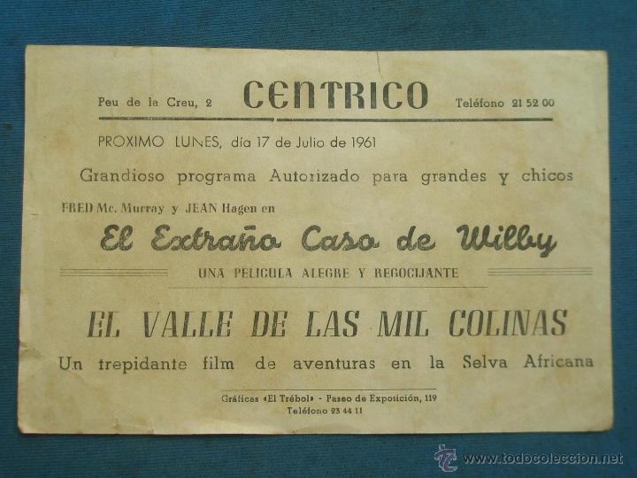 Cine: PROGRAMA DE MANO . EL VALLE DE LAS MIL COLINAS, CON PUBLICIDAD . - Foto 2