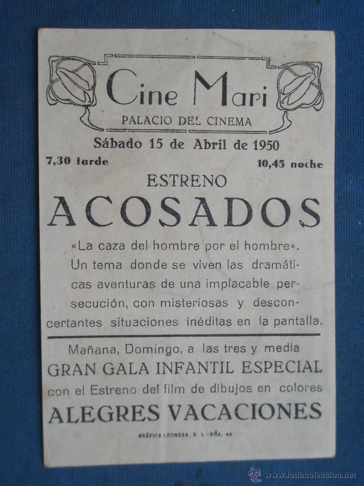 Cine: PROGRAMA DE MANO . ACOSADOS , CON PUBLICIDAD . - Foto 2