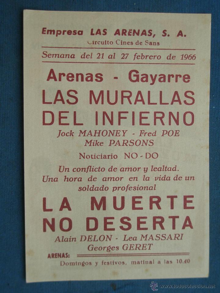 Cine: PROGRAMA DE MANO . LA MUERTE NO DESERTA , CON PUBLICIDAD . - Foto 2