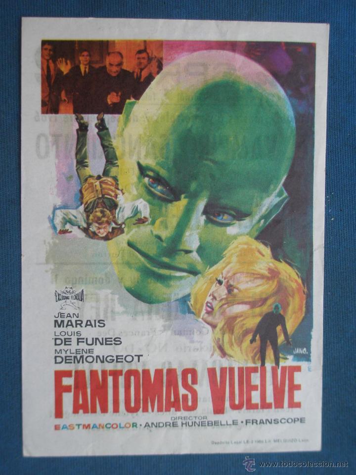 Cine: PROGRAMA DE MANO . FANTOMAS VUELVE , CON PUBLICIDAD . - Foto 1