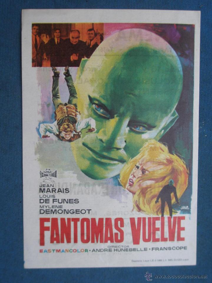 Cine: PROGRAMA DE MANO . FANTOMAS VUELVE , CON PUBLICIDAD . - Foto 1