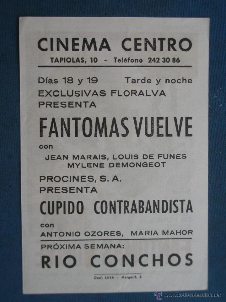 Cine: PROGRAMA DE MANO . FANTOMAS VUELVE , CON PUBLICIDAD . - Foto 2