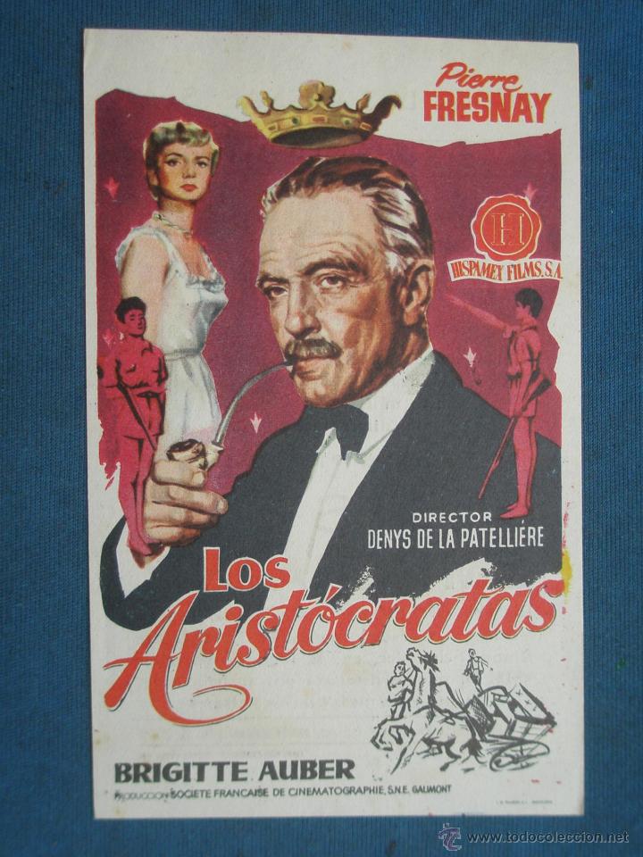 Cine: ANTIGUO PROGRAMA DE CINE , LOS ARISTOCRATAS . CON PUBLICIDAD EN EL DORSO. - Foto 1