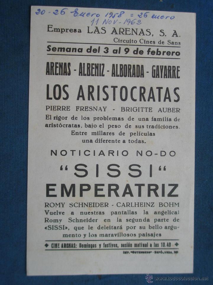Cine: ANTIGUO PROGRAMA DE CINE , LOS ARISTOCRATAS . CON PUBLICIDAD EN EL DORSO. - Foto 2