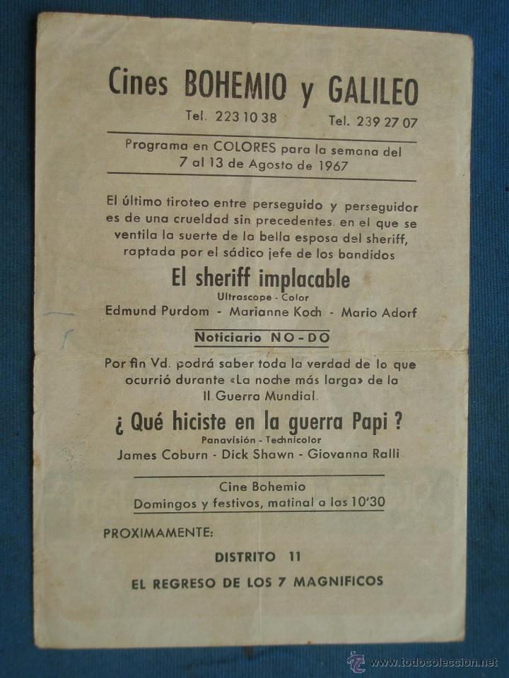 Cine: PROGRAMA DE MANO . QUE HICISTES EN LA GUERRA PAPI, CON PUBLICIDAD . - Foto 2