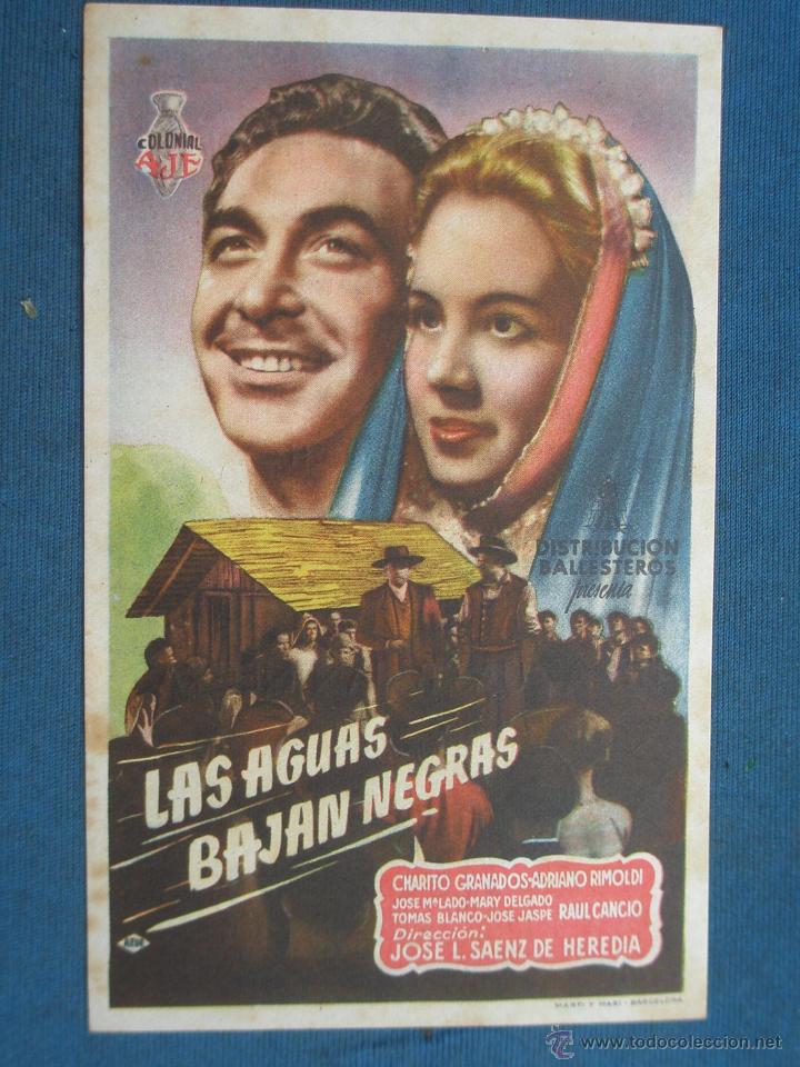 Cine: PROGRAMA DE MANO . LAS AGUAS BAJAN NEGRAS , CON PUBLICIDAD . - Foto 1