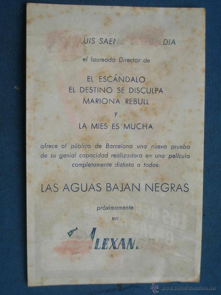 Cine: PROGRAMA DE MANO . LAS AGUAS BAJAN NEGRAS , CON PUBLICIDAD . - Foto 2