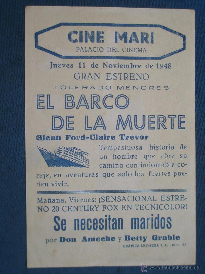 Cine: PROGRAMA DE MANO . EL BARCO DE LA MUERTE , CON PUBLICIDAD . - Foto 2