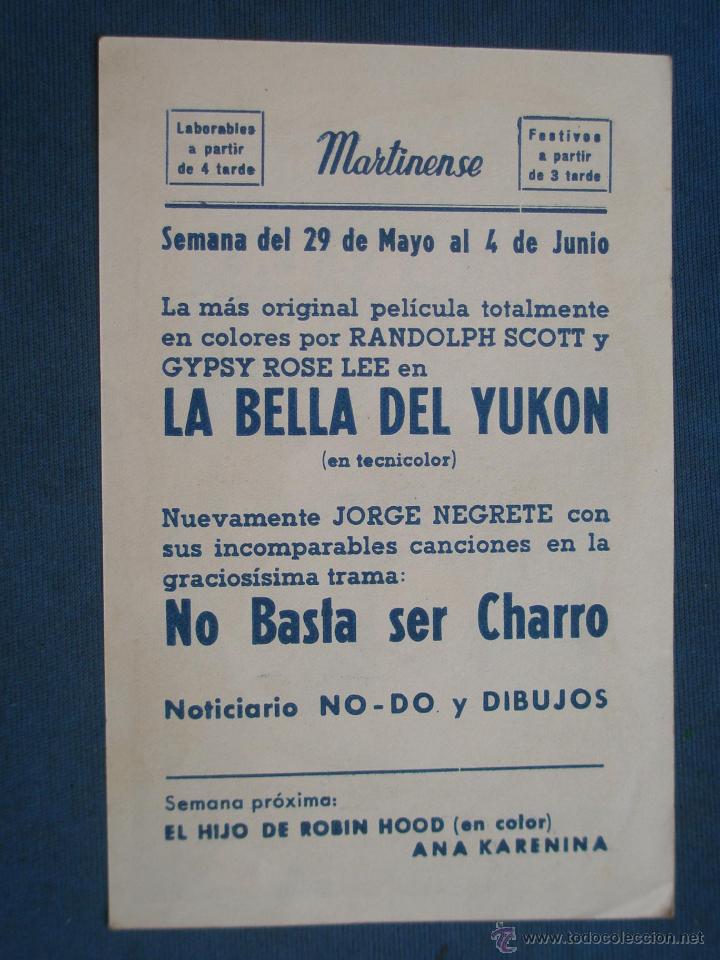 Cine: PROGRAMA DE MANO . LA BELLA DE YUKON , CON PUBLICIDAD . - Foto 2