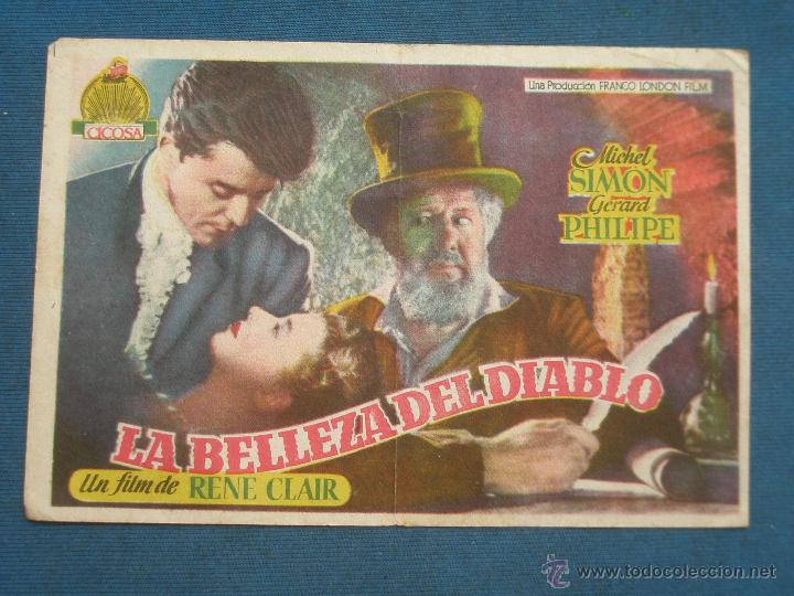 Cine: PROGRAMA DE MANO . LA BELLEZA DEL DIABLO , CON PUBLICIDAD . - Foto 1