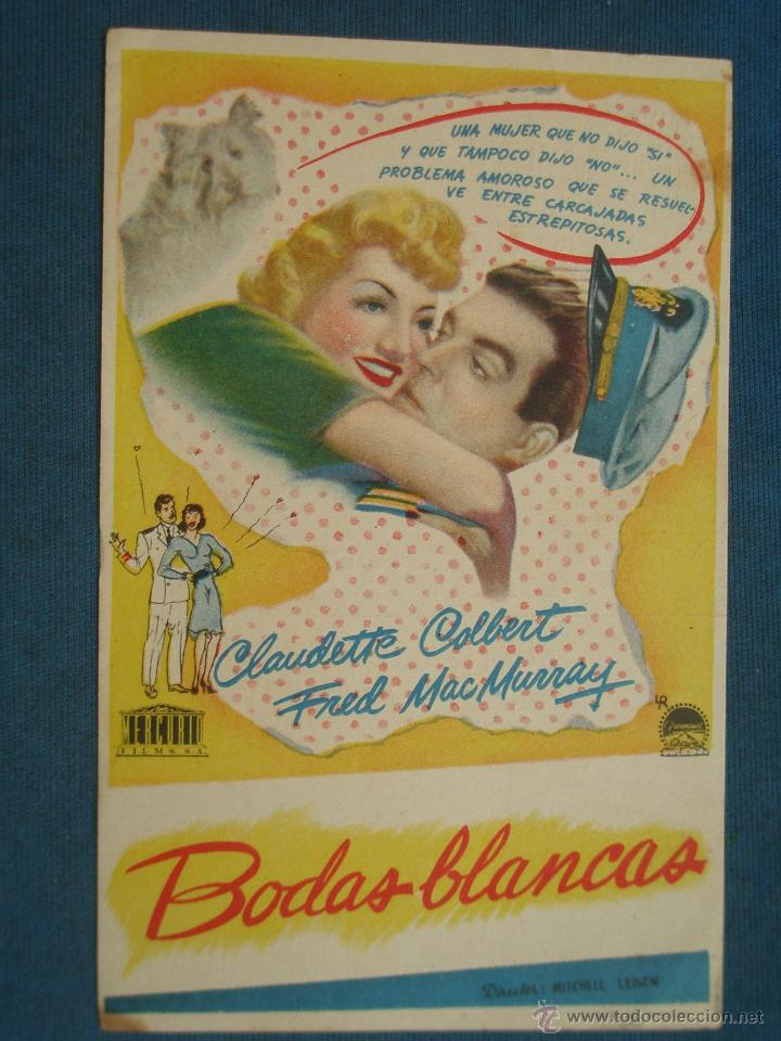 Cine: PROGRAMA DE MANO . BODAS BLANCAS , CON PUBLICIDAD . - Foto 1