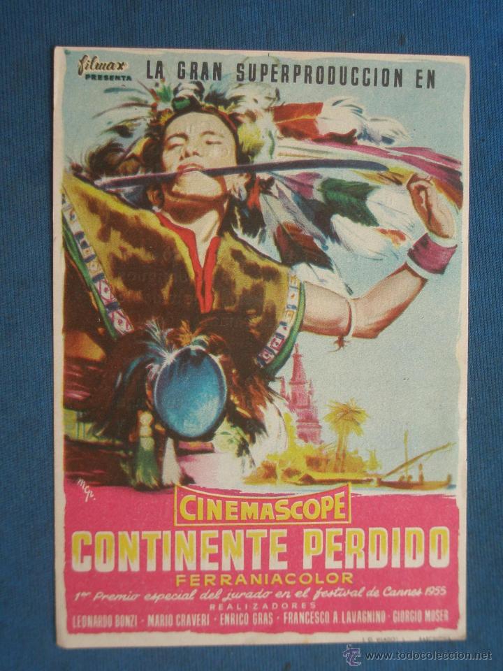 Cine: PROGRAMA DE MANO . CONTINENTE PERDIDO, CON PUBLICIDAD . - Foto 1