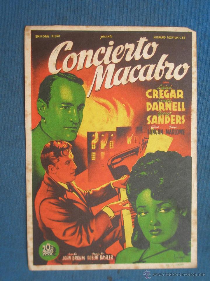 Cine: PROGRAMA DE MANO . CONCIERTO MACABRO , CON PUBLICIDAD . - Foto 1