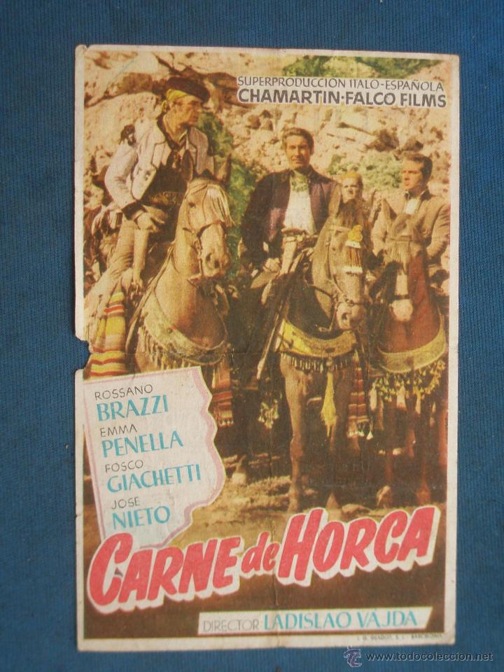 Cine: PROGRAMA DE MANO . CARNE DE HORCA , CON PUBLICIDAD . - Foto 1