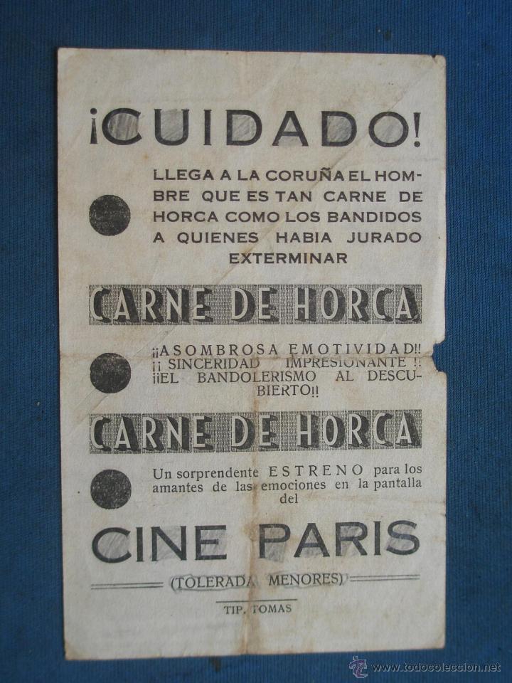 Cine: PROGRAMA DE MANO . CARNE DE HORCA , CON PUBLICIDAD . - Foto 2