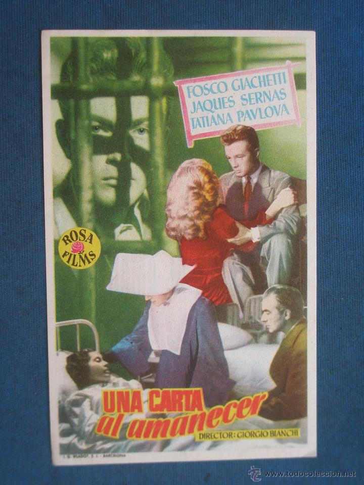 Cine: PROGRAMA DE MANO . UNA CARTA AL AMANECER , CON PUBLICIDAD . - Foto 1