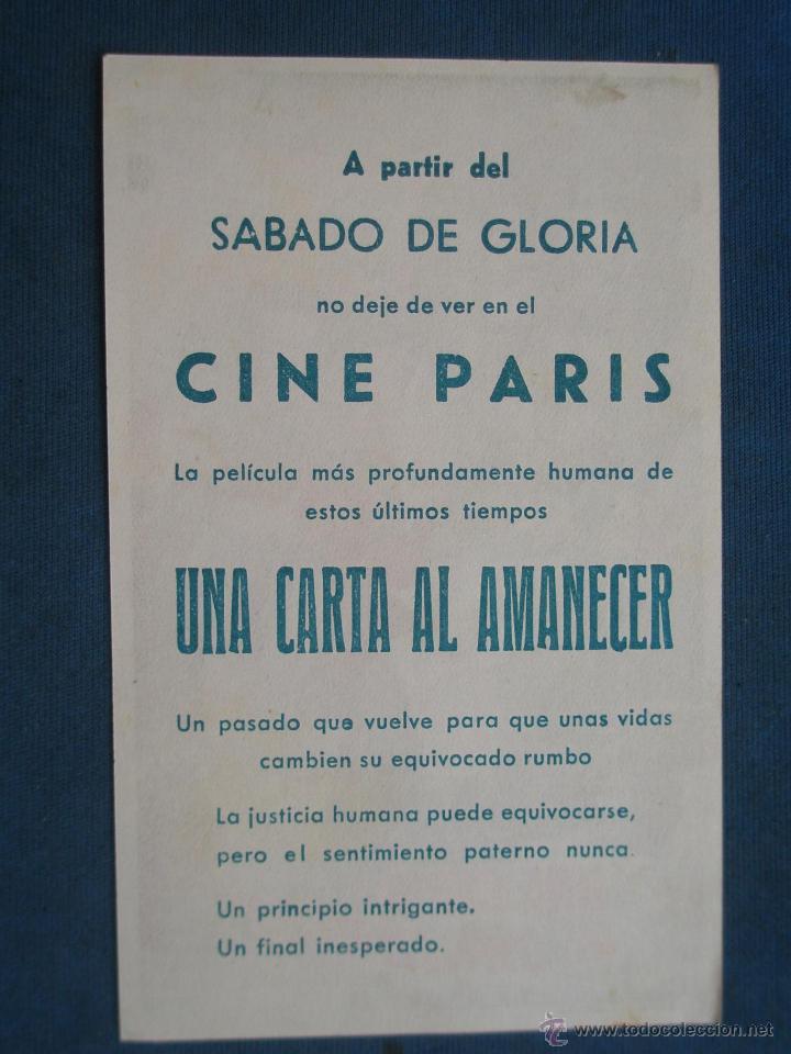 Cine: PROGRAMA DE MANO . UNA CARTA AL AMANECER , CON PUBLICIDAD . - Foto 2