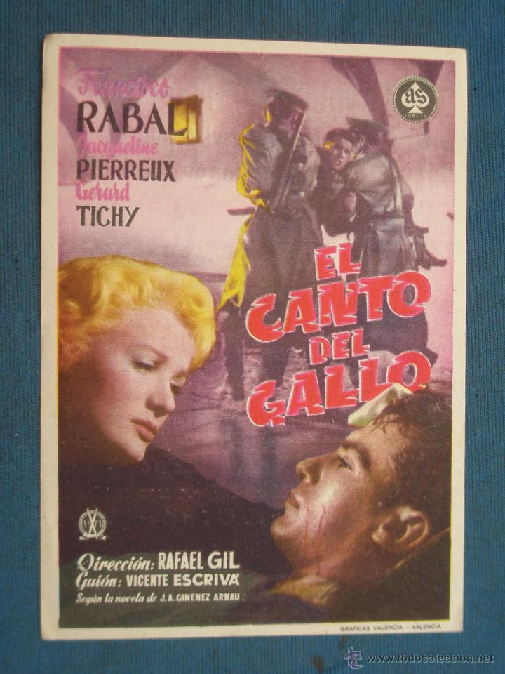 Cine: PROGRAMA DE MANO . EL CANTO DEL GALLO , CON PUBLICIDAD . - Foto 1