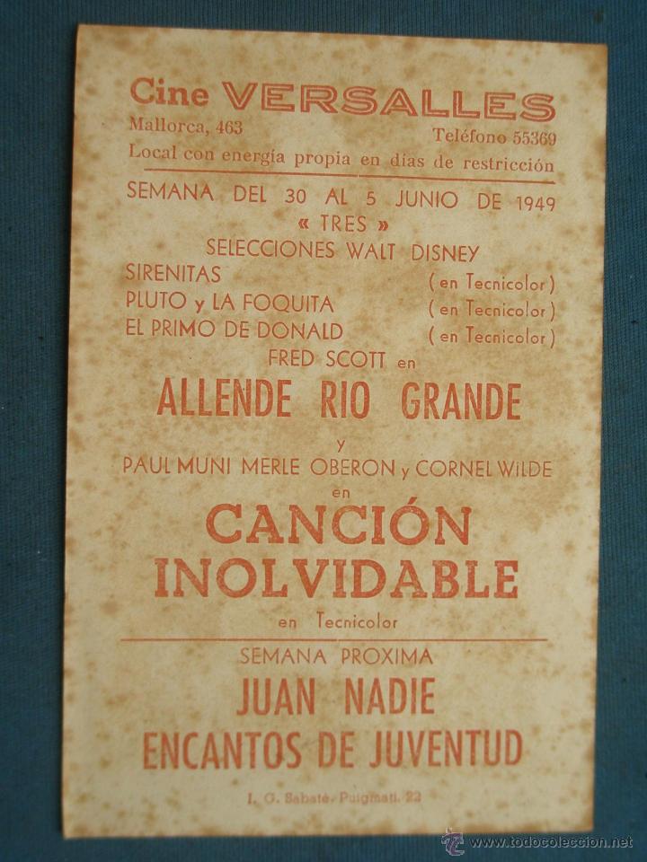 Cine: PROGRAMA DE MANO . CANCION INOLVIDABLE , CON PUBLICIDAD . - Foto 2