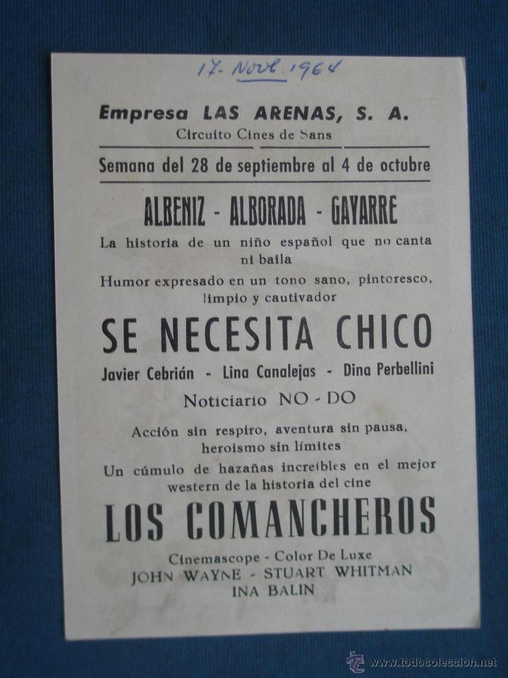 Cine: PROGRAMA DE MANO . LOS COMANCHEROS . CON PUBLICIDAD .( VER FOTO ADICIONAL ). - Foto 2