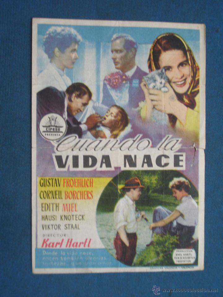 Cine: PROGRAMA DE MANO . CUANDO LA VIDA NACE , CON PUBLICIDAD . - Foto 1