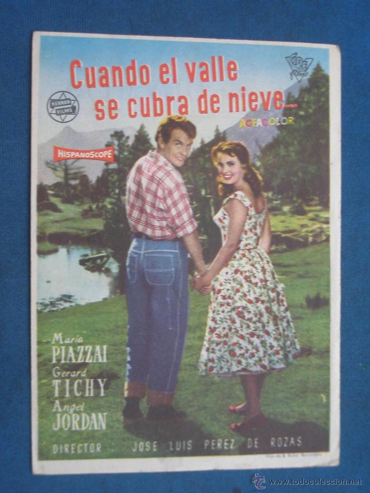 Cine: PROGRAMA DE MANO . CUANDO EL VALLE SE CUBRA DE NIEVE , CON PUBLICIDAD . - Foto 1