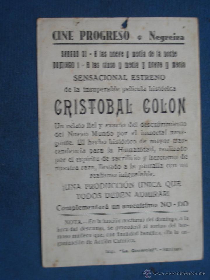 Cine: PROGRAMA DE MANO . CRISTOBAL COLON , CON PUBLICIDAD . - Foto 2
