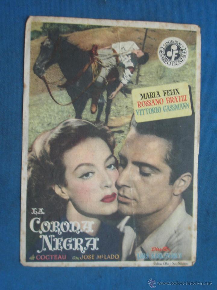 Cine: PROGRAMA DE MANO . LA CORONA NEGRA, CON PUBLICIDAD . - Foto 1