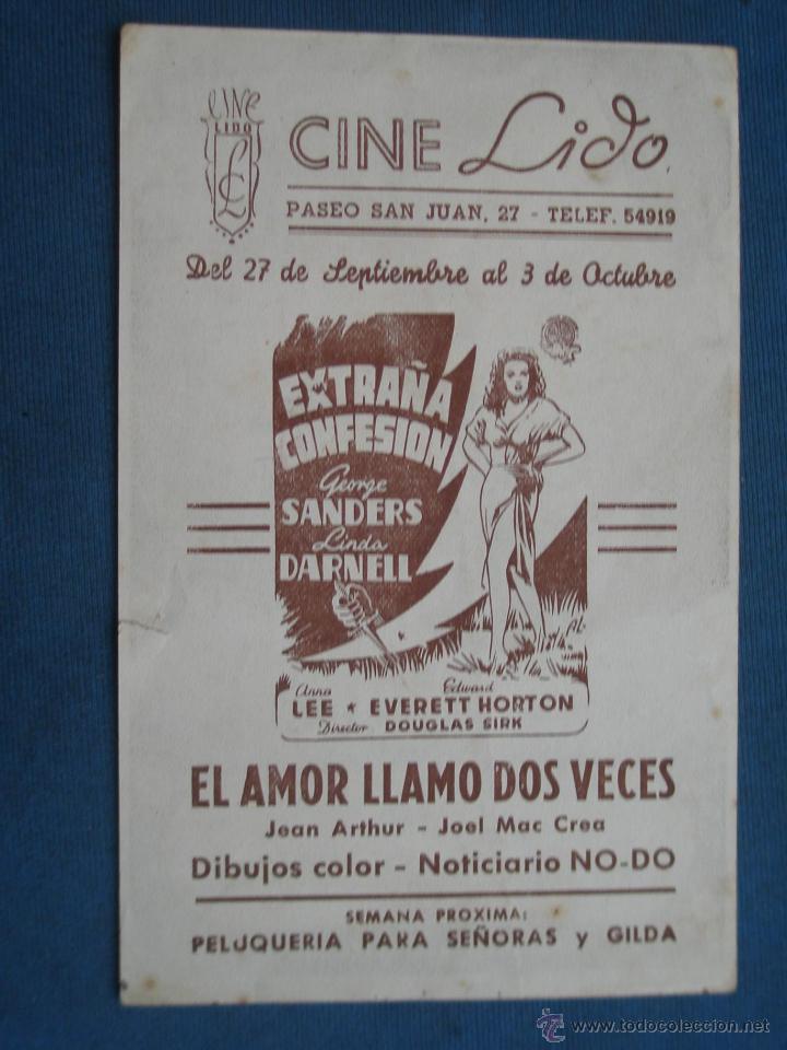 Cine: PROGRAMA DE MANO . EL AMOR LLAMO DOS VECES, CON PUBLICIDAD . - Foto 2