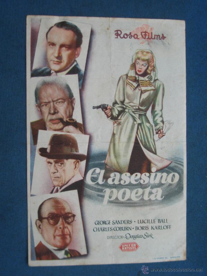 Cine: PROGRAMA DE MANO . EL ASESINO POETA , CON PUBLICIDAD . - Foto 1