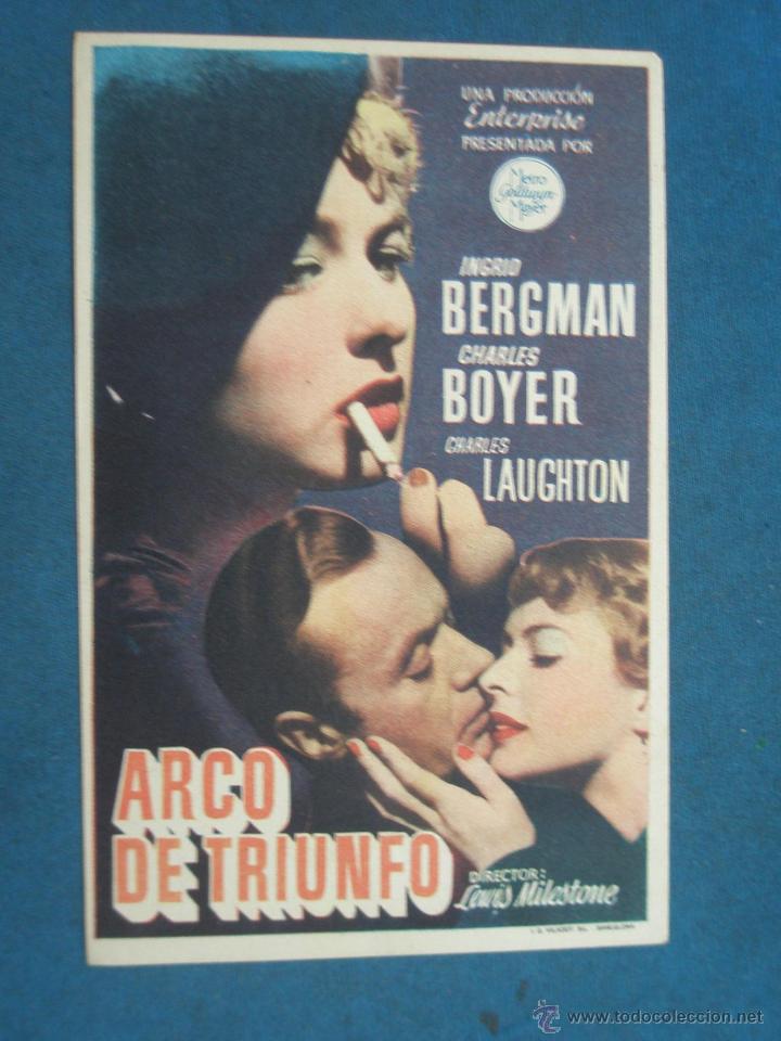 Cine: PROGRAMA DE MANO . ARCO DE TRIUMFO , CON PUBLICIDAD . - Foto 1