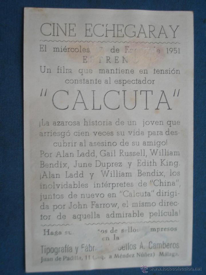 Cine: PROGRAMA DE MANO . CALCUTA , CON PUBLICIDAD . - Foto 2