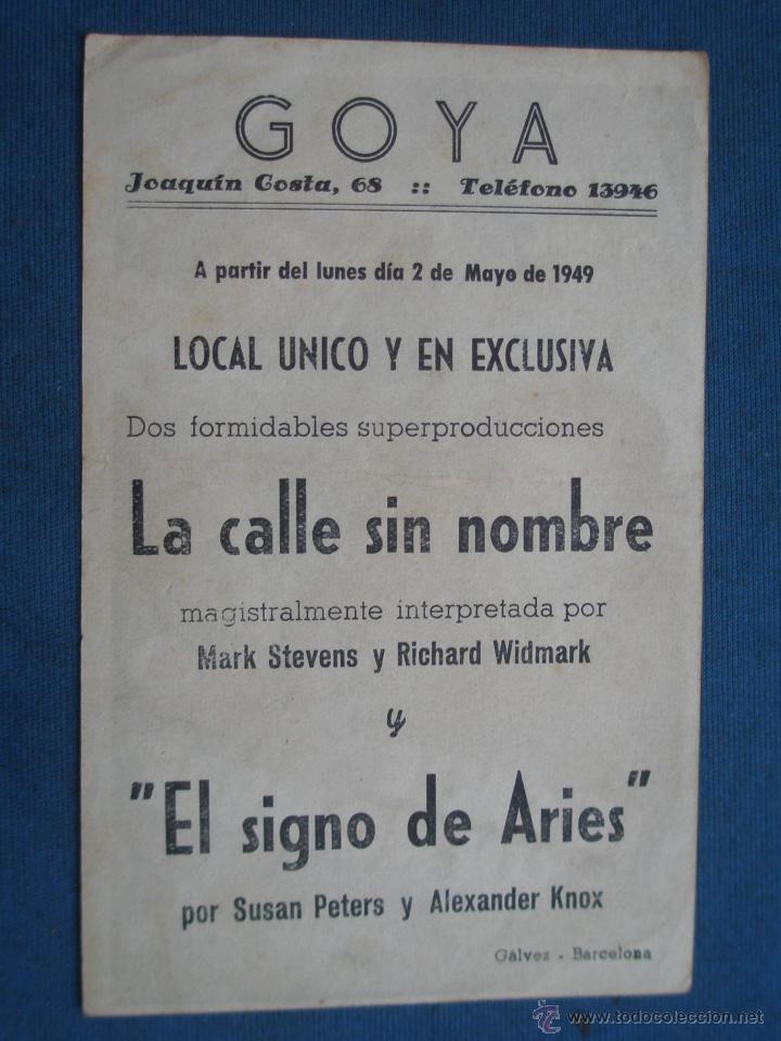 Cine: PROGRAMA DE MANO . LA CALLE SIN NOMBRE , CON PUBLICIDAD . - Foto 2