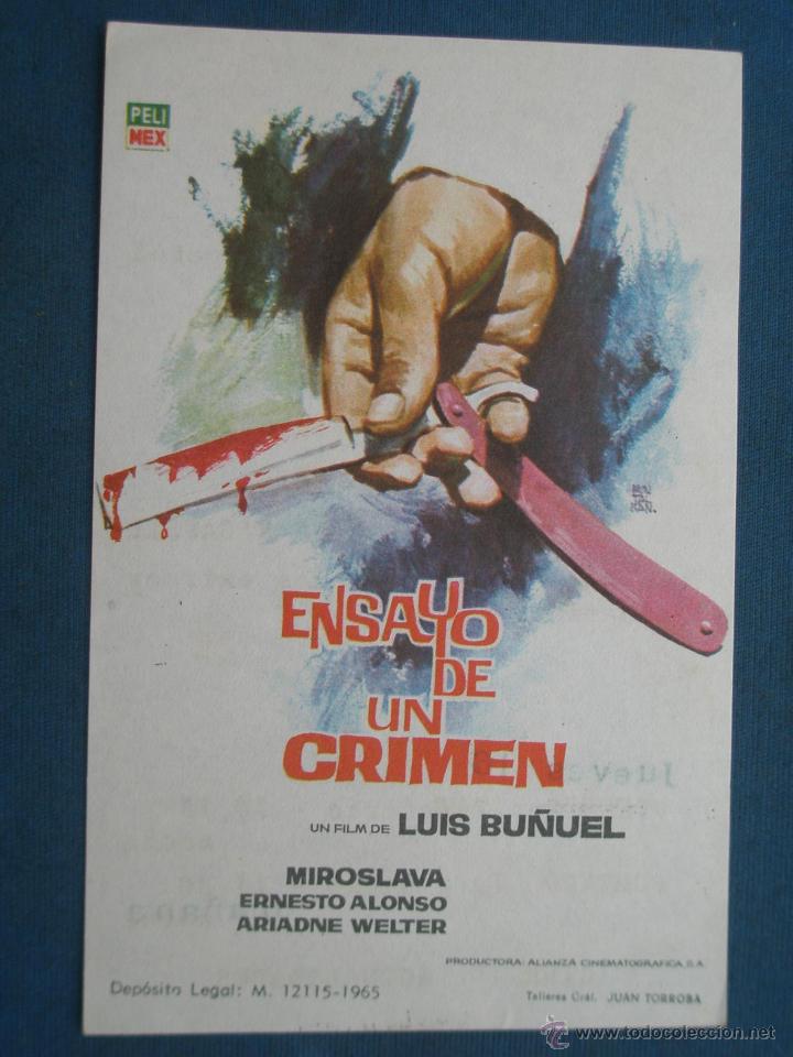 Cine: PROGRAMA DE MANO . ENSAYO DE UN CRIMEN , CON PUBLICIDAD . - Foto 1