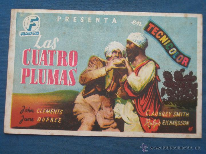 Cine: PROGRAMA DE MANO . LAS CUATRO PLUMAS , CON PUBLICIDAD . - Foto 1