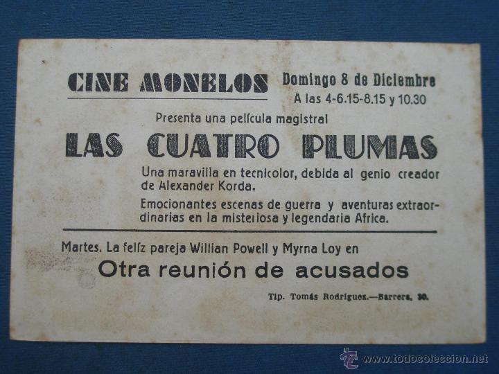 Cine: PROGRAMA DE MANO . LAS CUATRO PLUMAS , CON PUBLICIDAD . - Foto 2
