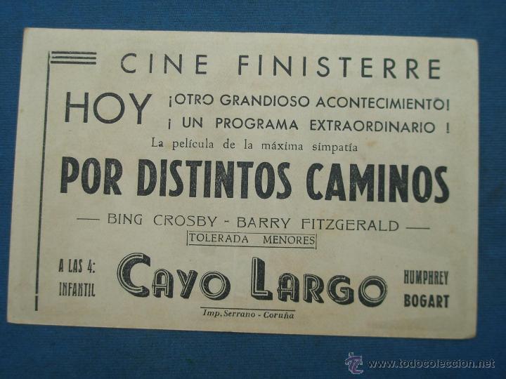 Cine: PROGRAMA DE MANO . POR DISTINTOS CAMINOS , CON PUBLICIDAD . - Foto 2