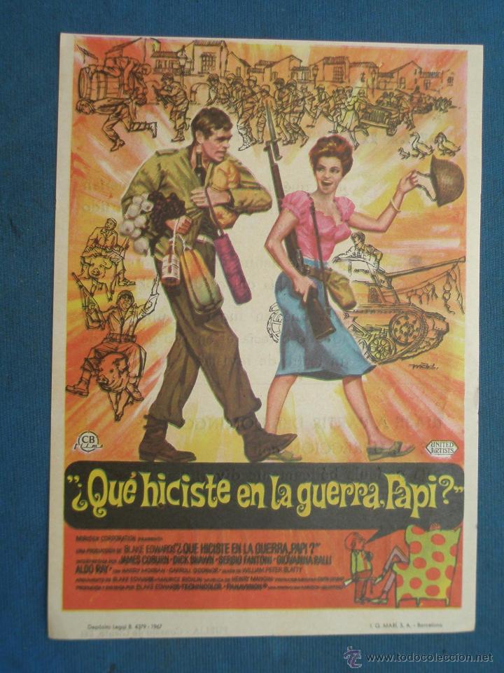 Cine: PROGRAMA DE MANO . QUE HICISTE EN LA GUERRA PAPI , CON PUBLICIDAD . - Foto 1