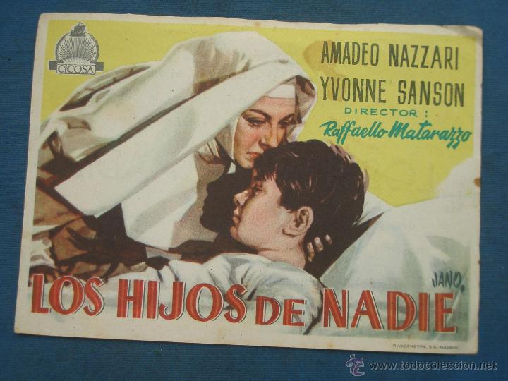 Cine: PROGRAMA DE MANO . LOS HIJOS DE NADIE , CON PUBLICIDAD . - Foto 1