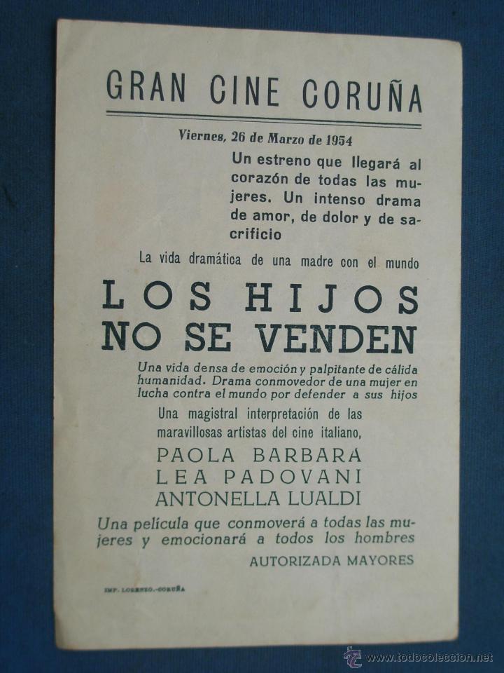 Cine: PROGRAMA DE MANO . LOS HIJOS NO SE VENDEN, CON PUBLICIDAD . - Foto 2