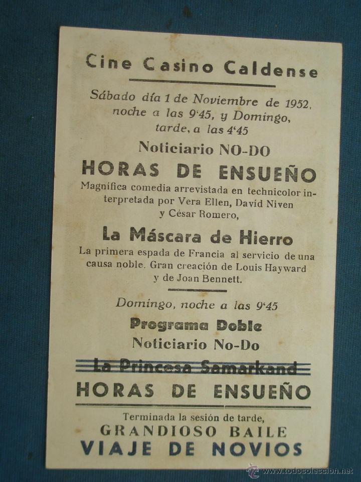 Cine: PROGRAMA DE MANO . HORAS DE ENSUE&Ntilde;O , CON PUBLICIDAD . - Foto 2