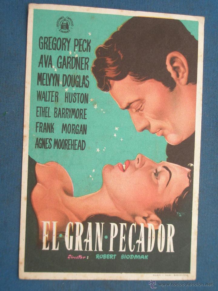 Cine: PROGRAMA DE MANO . EL GRAN PECADOR , CON PUBLICIDAD . - Foto 1